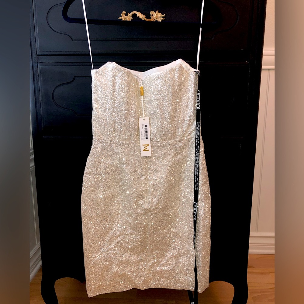 NWT Meshki Sierra Mini Dress Silver